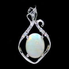 Opal silver pendant