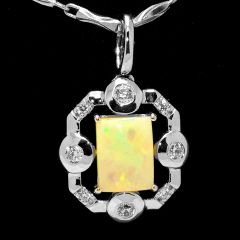 Opal silver pendant